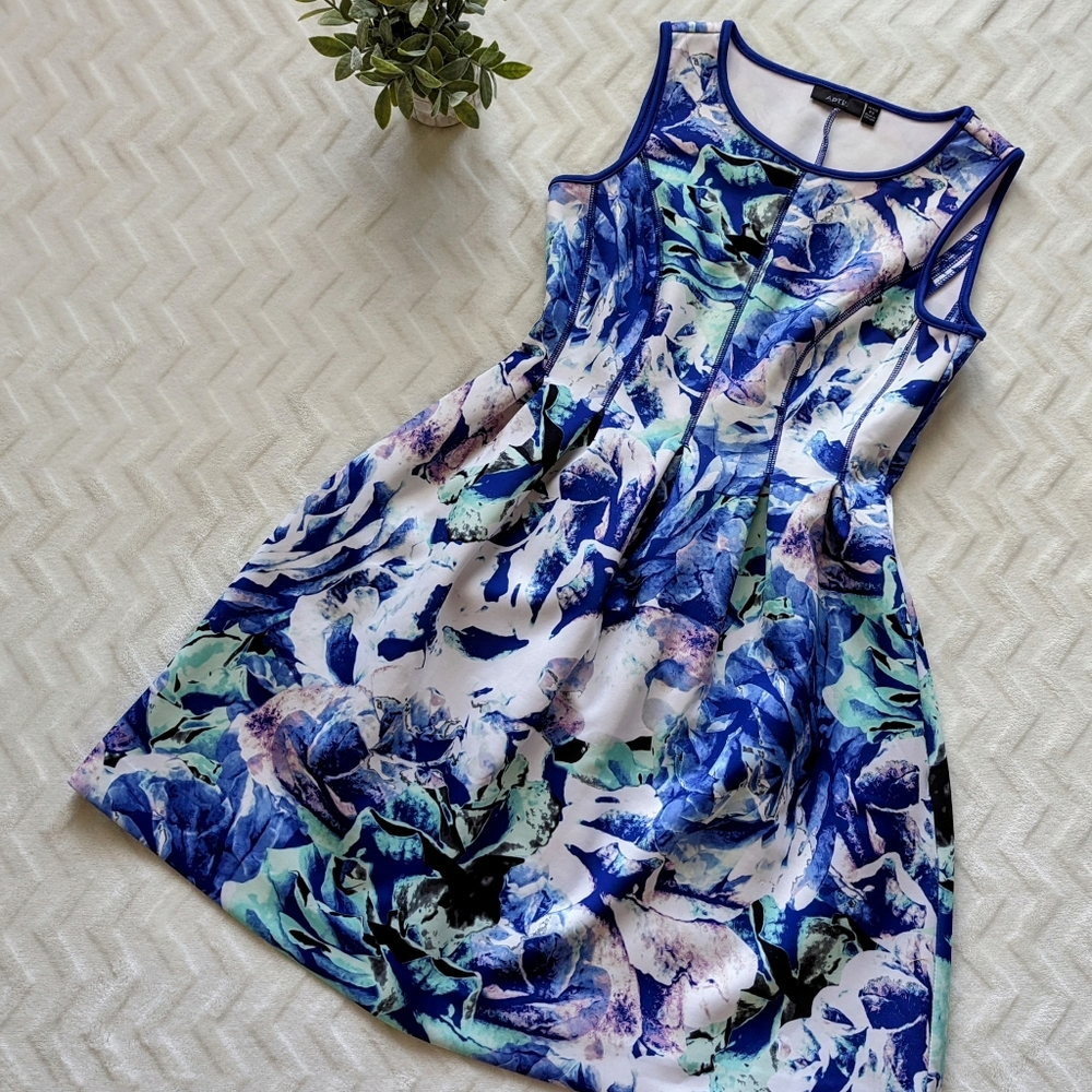 Blue Floral Scuba Dress